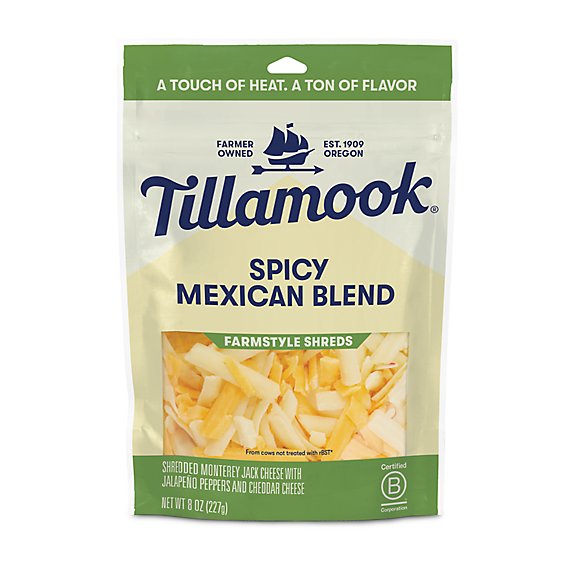 Tillamook Farmstyle Thick Cut Spicy Mexican Blend Shredded Cheese - 1 Lb