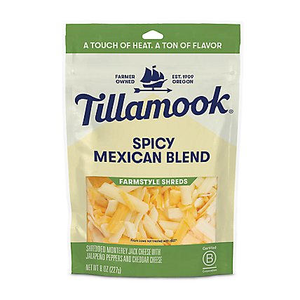 Tillamook Farmstyle Thick Cut Spicy Mexican Blend Shredded Cheese - 1 Lb - Image 1