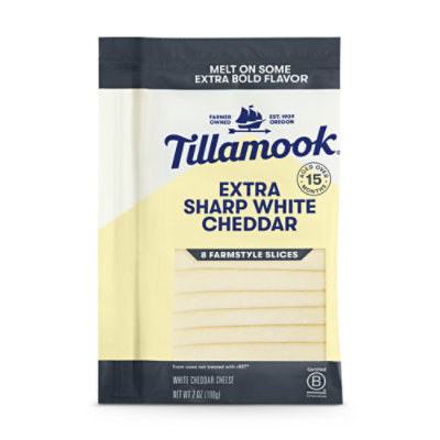 Tillamook Farmstyle Thick Cut Extra Sharp White Cheddar Cheese Slices 7 ...