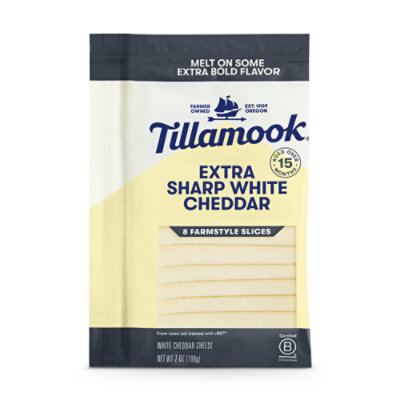 Tillamook Cheese Slices Farmstyle Thick Cut Extra Sharp White Cheddar - 8-1 Oz