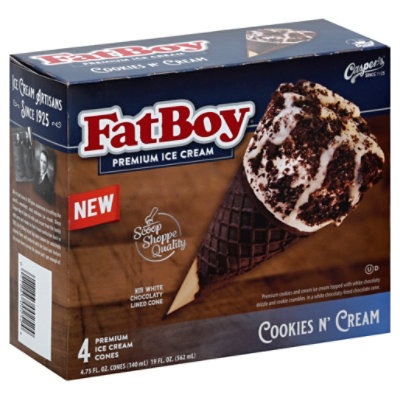 FatBoy Ice Cream Cones Premium Cookies N Cream 4 Count - 4.75 Fl. Oz. - Image 1