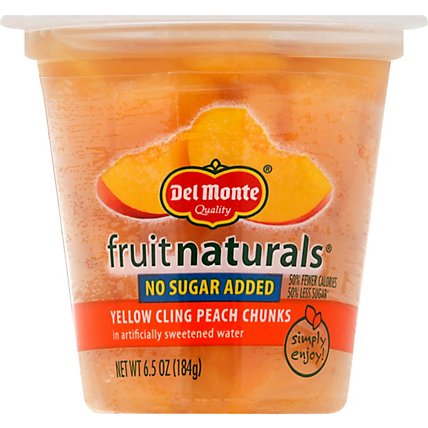 Del Monte Fruit Naturals Fruit Snack No Sugar Added Yellow Cling Peach Chunks - 6.5 Oz - Image 2