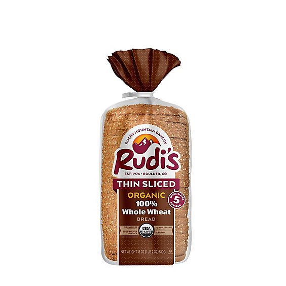 Rudis Bakery Thin Sliced 100% Whole Wheat - 18 Oz