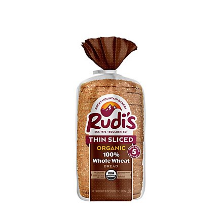 Rudis Bakery Thin Sliced 100% Whole Wheat - 18 Oz - Image 1