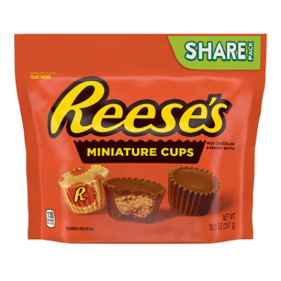reese cups chocolate peanut butter miniatures candy reeses dark milk miniature oz bag pack individually wrapped smartlabel