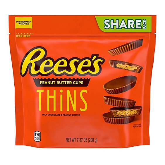 Reese's Thins Milk Chocolate Peanut Butter Cups Candy Share Pack - 7.37 Oz