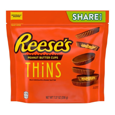 Reeses Peanut Butter Cups Thins Milk Chocolate - 7.37 Oz