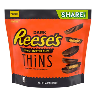 Reeses Thins Dark Chocolate Peanut Butter Cups Candy Share Pack - 7.37 Oz - Image 1