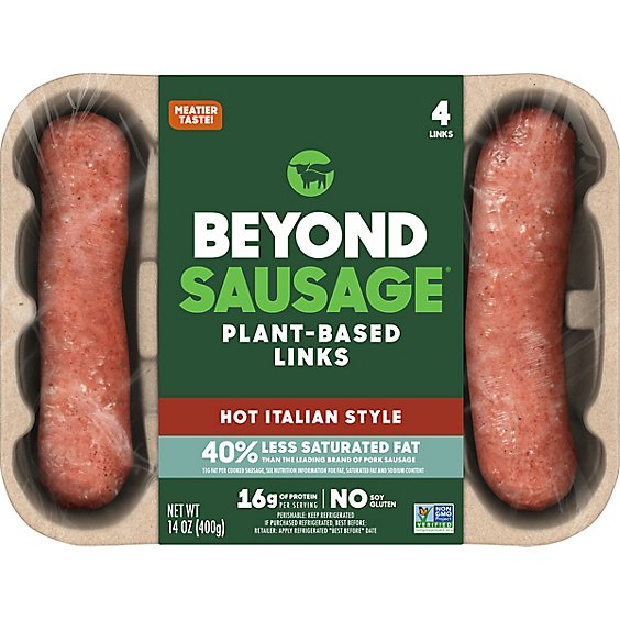 Beyond Meat Beyond Sausage Plant Based Hot Italian Dinner Sausage Links - 14 Oz
