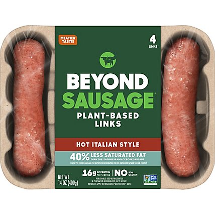 Beyond Meat Beyond Sausage Plant Based Hot Italian Dinner Sausage Links - 14 Oz - Image 1