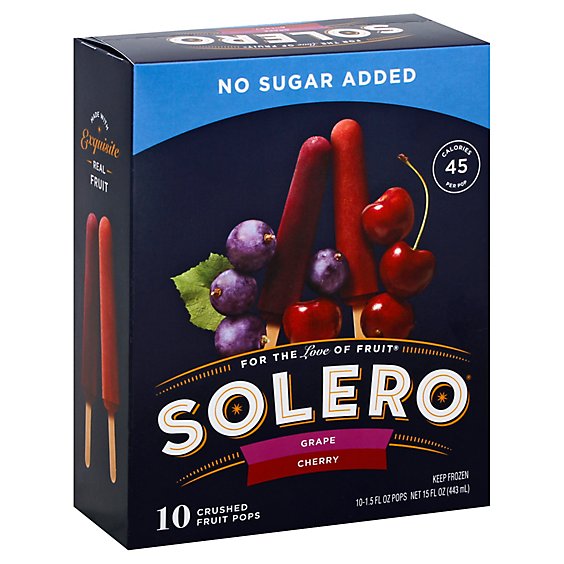 Solero Grape & Cherry Crushed Fruit Pops - 10-1.5 Fl. Oz.