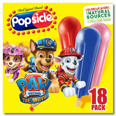Popsicle Ice Pops Real Cane Sugar Paw Patrol - 18 Count