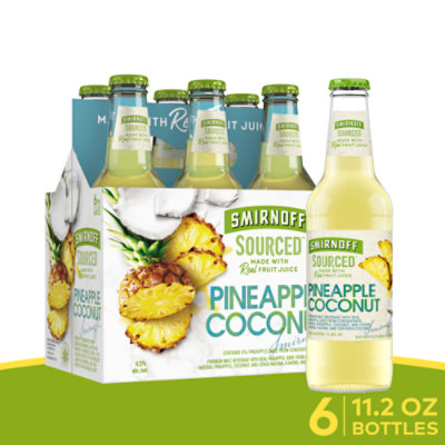 Smirnoff Sourced Pineapple Coconut Malt Beverage 4.5% ABV In Bottles - 6-11.2 Oz