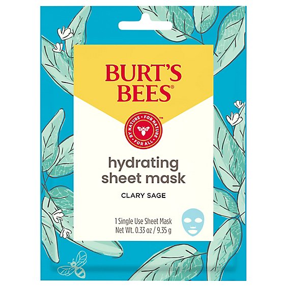 Burts Bees Sheet Mask Hydrating With Clary Sage - 0.33 Oz