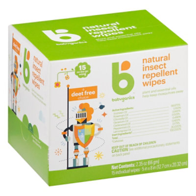 Babyganics Insect Repellent Wipes 15 Count - 2.35 Oz - Image 1