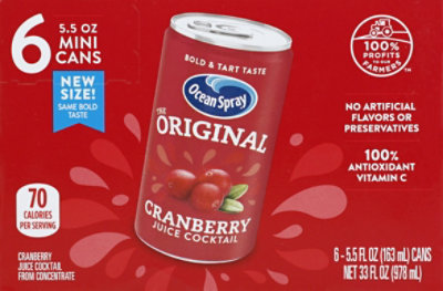 Ocean Spray Cranberry Cocktail Mini Cans - 6-5.5 Fl. Oz. - Image 3
