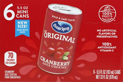 Ocean Spray Cranberry Cocktail Mini Cans - 6-5.5 Fl. Oz. - Image 2