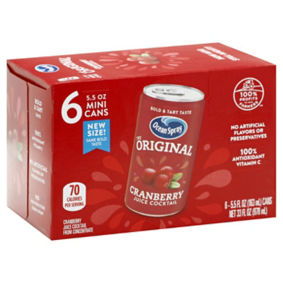 Ocean Spray Cranberry Cocktail Mini Cans - 6-5.5 Fl. Oz.