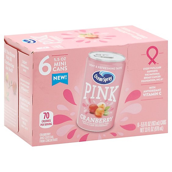 Ocean Spray Pink Cranberry Mini Cans - 6-5.5 Fl. Oz.