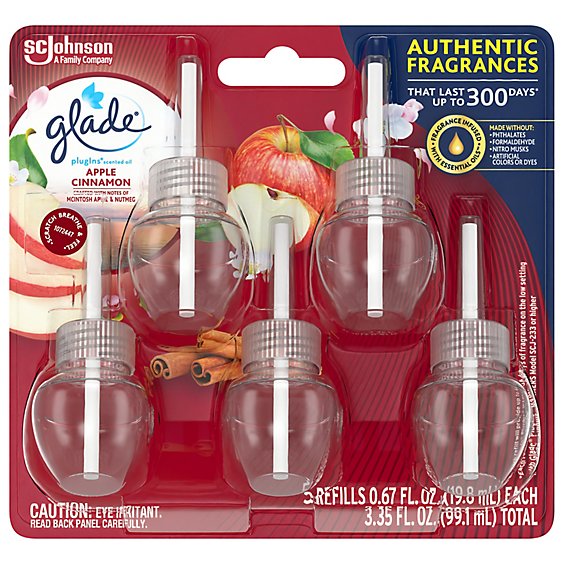 Glade Plugins Apple Cinnamon Scented Oil Air Freshener Refill 5 Count - 0.67 Oz