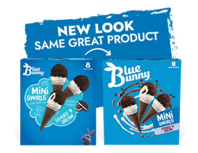 Blue Bunny Mini Swirls Cookies And Cream Cones Frozen Dessert For Summer Pack - 8 Count - Image 5