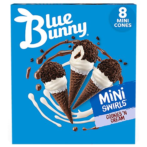 Blue Bunny Mini Swirls Cookies And Cream Cone - 8-2.3 Fl. Oz.