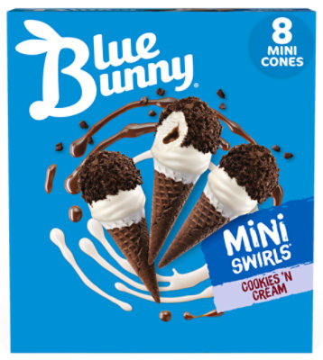 Blue Bunny Mini Swirls Cookies And Cream Cone - 8-2.3 Fl. Oz.