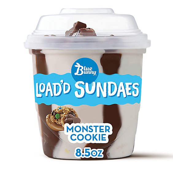 Blue Bunny Load'd Sundaes Monster Cookie Frozen Dessert Cup for Fall - 8.5 Fl. Oz.
