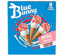 Blue Bunny Mini Swirls Strawberry Shortcake Cones- Frozen Dessert for Winter- 8 Pack