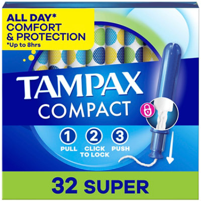 Tampax Pocket Pearl Tampons Compact Super Absorbency Unscented - 32 Count - Image 1