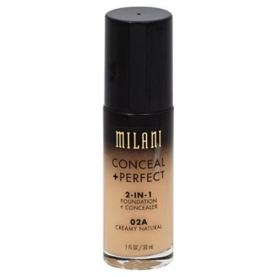 Milani Conceal+Perfect 02A Creamy Natural 2-In-1 Foundation + Concealer - 1 Fl. Oz. - Image 1