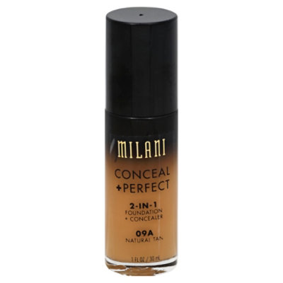 Milani Conceal+Perfect 09A Natural Tan 2-In-1 Foundation + Concealer - 1 Fl. Oz. - Image 1