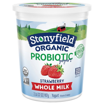 Stonyfield Organic Probiotic Yogurt Whole Milk Strawberry - 32 Oz - Image 3