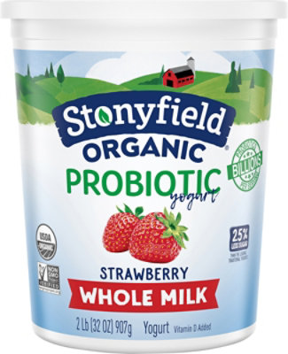 Stonyfield Organic Probiotic Yogurt Whole Milk Strawberry - 32 Oz - Image 2