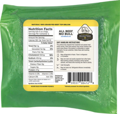 Sunfed Ranch Grass Fed Beef Top Sirloin Steak - 8 Oz - Image 6