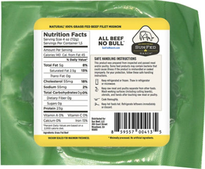 Sunfed Ranch Grass Fed Beef Filet - 6 Oz - Image 6
