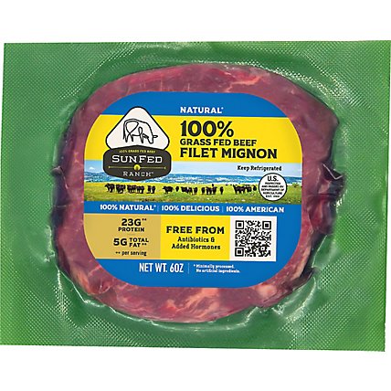 Sunfed Ranch Grass Fed Beef Filet - 6 Oz - Image 1