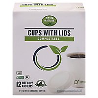Open Nature Cups Hot W/Lids Compostable - 12 Count - Image 3