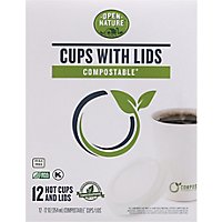 Open Nature Cups Hot W/Lids Compostable - 12 Count - Image 2