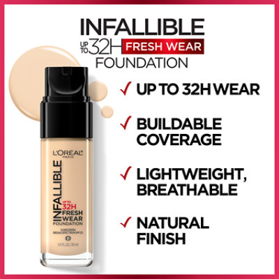 L'Oreal Paris Infallible Up to 32 Hour Fresh Wear Foundation Lightweight Vanilla - 1 Fl. Oz. - Image 2