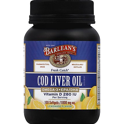 Barleans Fresh Catch Cod Liver Oil Softgels - 100 Count - Image 2