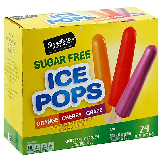 Signature Select Ice Pops Sugar Free Assorted - 24-1.65 Fl. Oz.