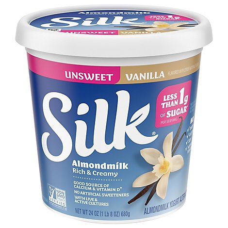 Silk Yogurt Alternative Almondmilk Unsweet Vanilla - 24 Oz