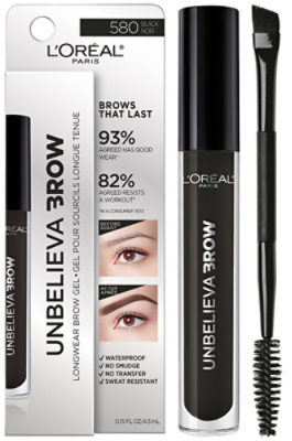 L'Oreal Paris Unbelieva Brow Longwear Waterproof Black Tinted Brow Gel - 0.15 Oz