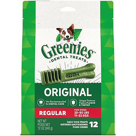 Greenies Original Regular Natural Dental Care Dog Treats 12 Count - 12 Oz