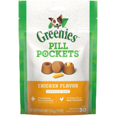 Greenies Pill Pockets Chicken Flavor Capsule Size Natural Soft Dog Treats 30 Count - 7.9 Oz - Image 1