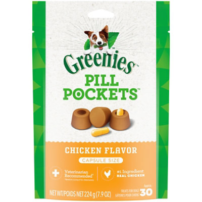 GREENIES PILL POCKETS Dog Treats Capsule Size Chicken Flavor 30 Treats - 7.9 Oz