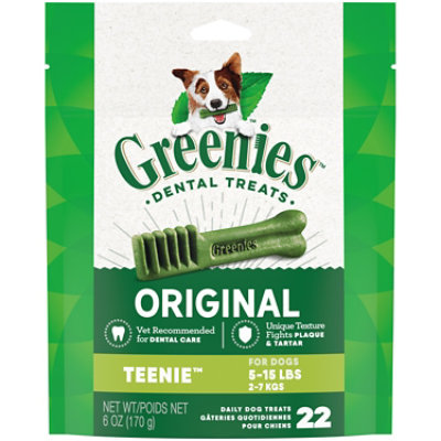 Greenies Original Teenie Natural Dog Dental Care Chews Oral Health Dog Treats 22 Count - 6 Oz