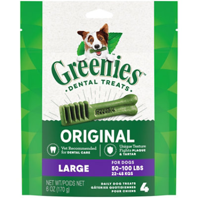 Greenies Original Large Natural Dog Dental Care Chews Oral Health Dog Treats 4 Count - 6 Oz - Image 1