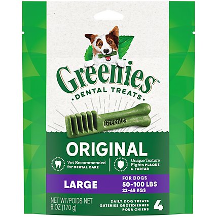 Greenies Original Large Natural Dental Care Dog Treats - 6 Oz - Image 1